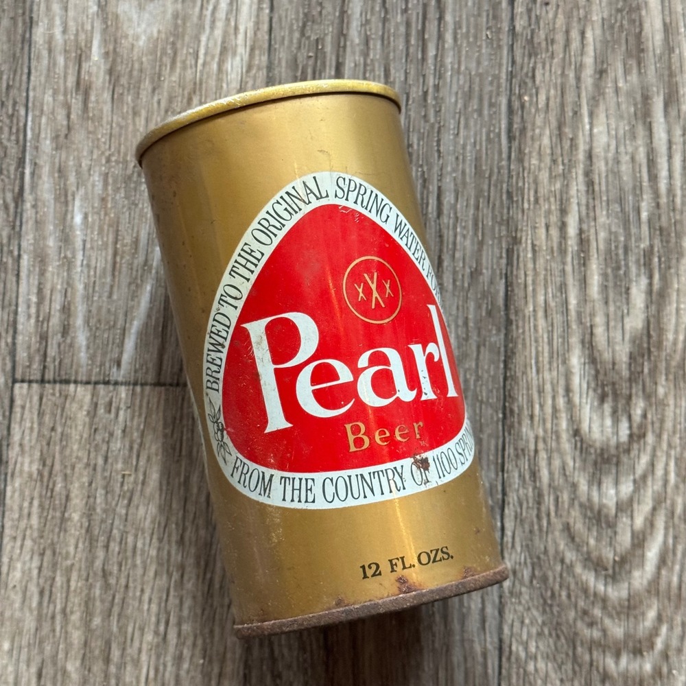 Pearl Beer Can Vintage 12oz Gold Red Country of 1100 Springs Pull Tab Steel